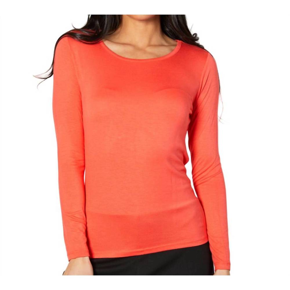 NEW ANGEL APPAREL long sleeve scoop neck top in coral